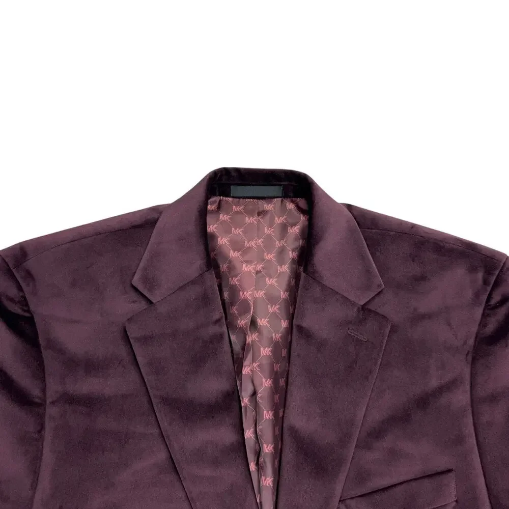 Michael Kors Mens Kent Classic Fit Velvet Sport Coat Burgundy 44R